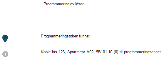 Statusskjermbilde for programmering